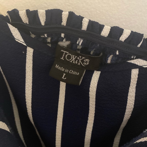 Blue/White Striped Rompers - Picture 3 of 3